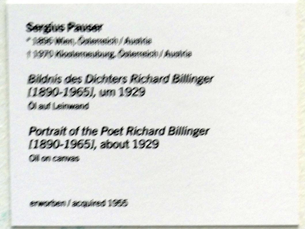Sergius Pauser (1927–1929), Porträt des Dichters Richard Billinger [1890-1965], Linz, Lentos Kunstmuseum Linz, Saal 4 - Neue Sachlichkeit, um 1929, Bild 2/2