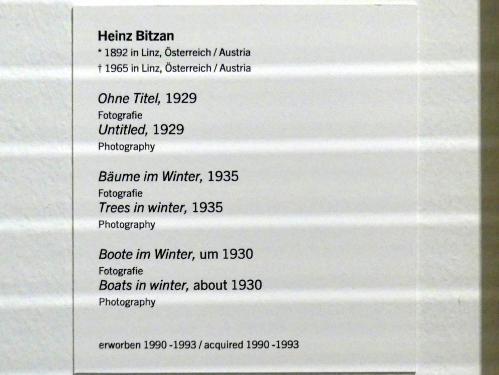 Heinz Bitzan (1929–1935), Bäume im Winter, Linz, Lentos Kunstmuseum Linz, Saal 5 - Fotokabinett, 1935, Bild 3/3