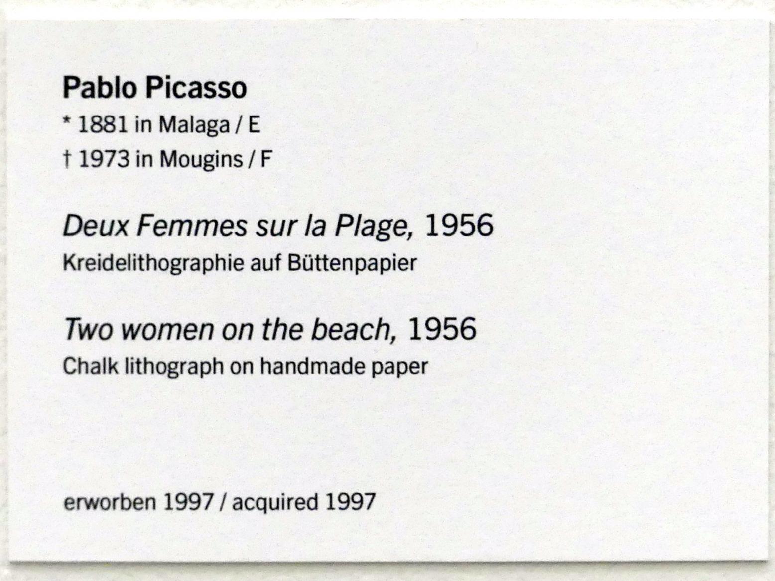 Pablo Picasso (1897–1972), Zwei Frauen am Strand, Linz, Lentos Kunstmuseum Linz, Saal 7 - Nachkriegsjahre, 1956, Bild 2/2