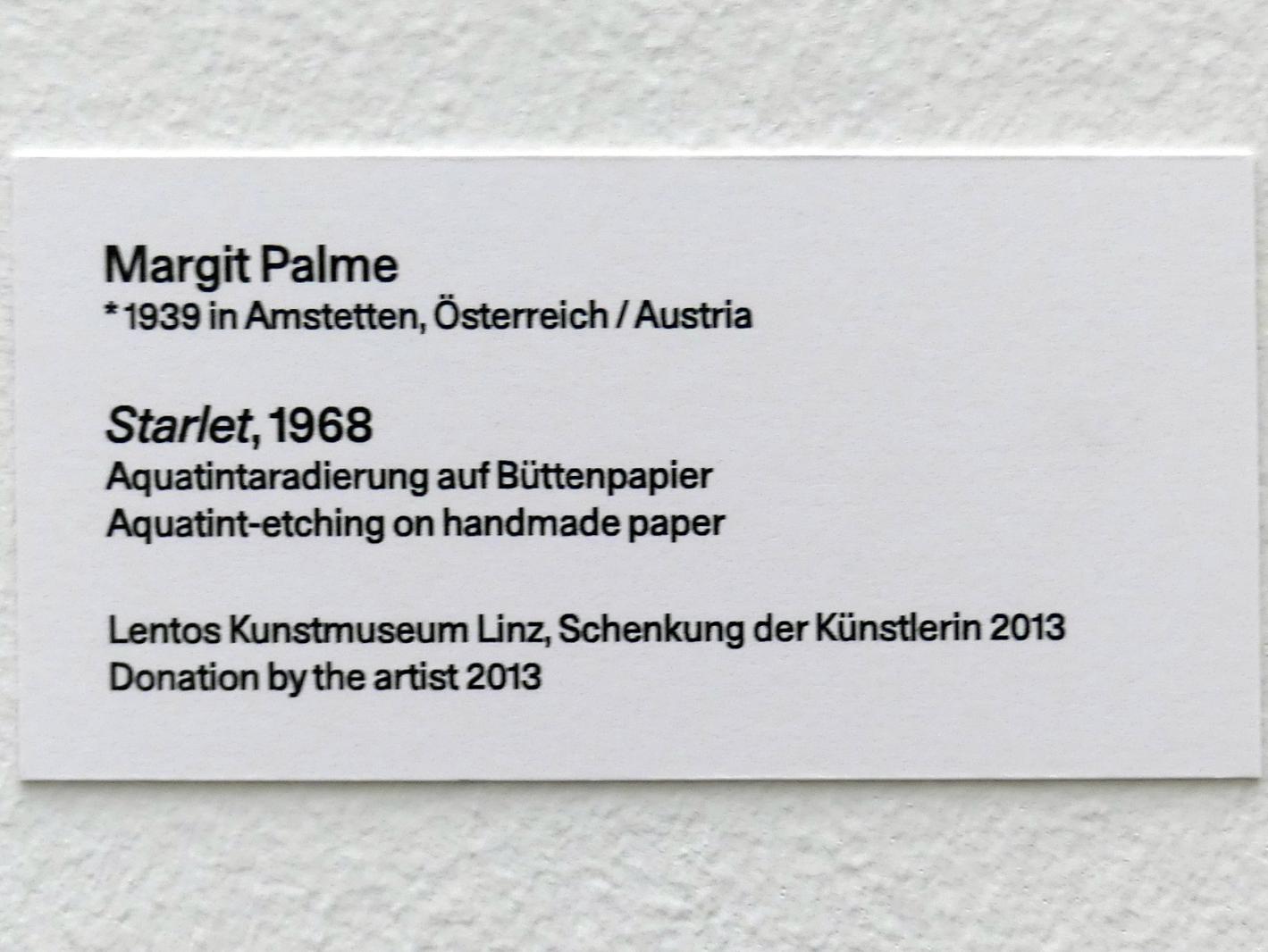 Margit Palme (1968), Starlet, Linz, Lentos Kunstmuseum Linz, Saal 10 - Zu schade für die Lade, 1968, Bild 3/3