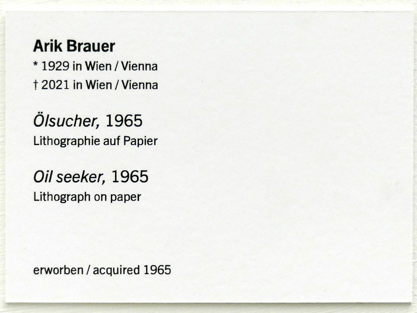 Arik Brauer (1965), Ölsucher, Linz, Lentos Kunstmuseum Linz, Saal 10 - Zu schade für die Lade, 1965, Bild 3/3