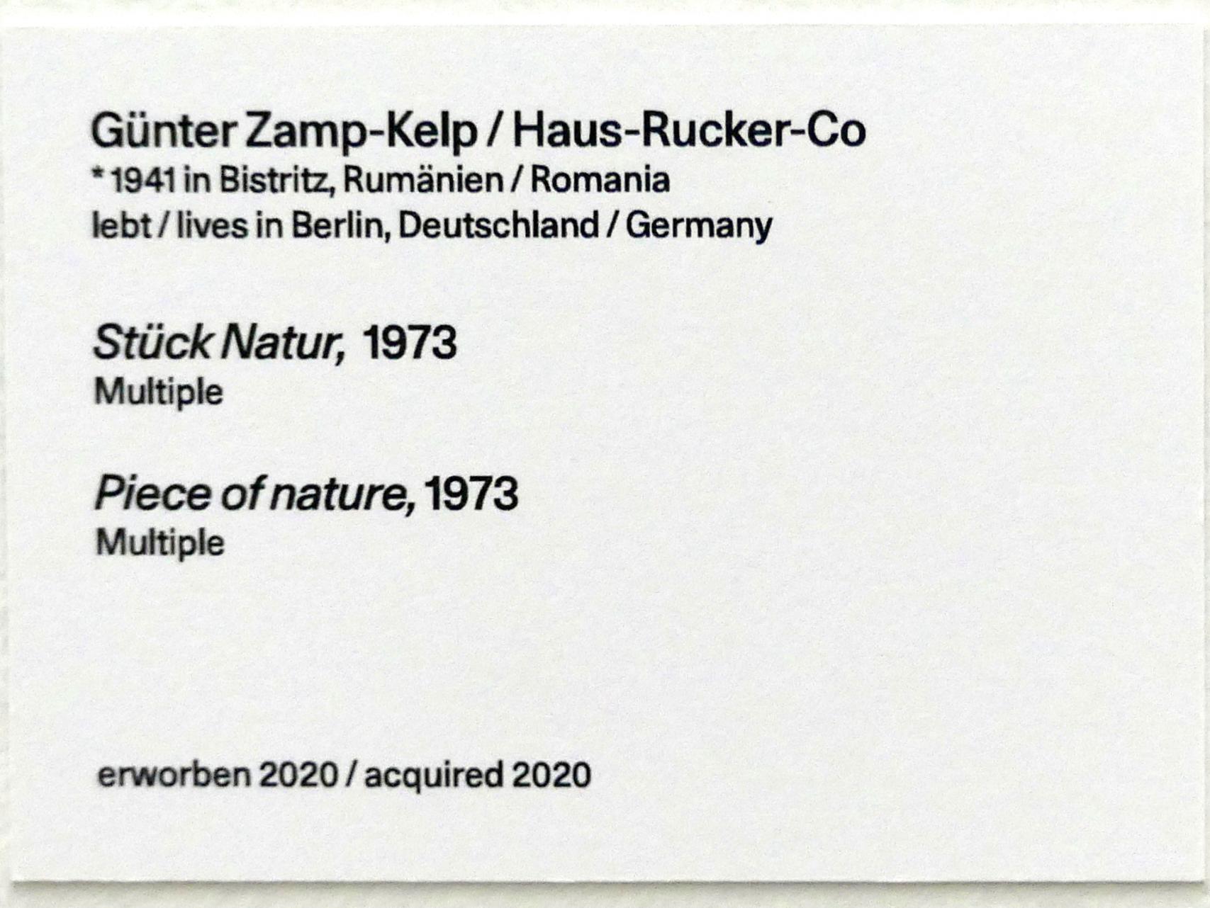 Günter Zamp Kelp (1970–1973), Stück Natur, Linz, Lentos Kunstmuseum Linz, Saal 11 - Performance, Konzeptionelle Kunst und Fotorealismus, 1973, Bild 5/5