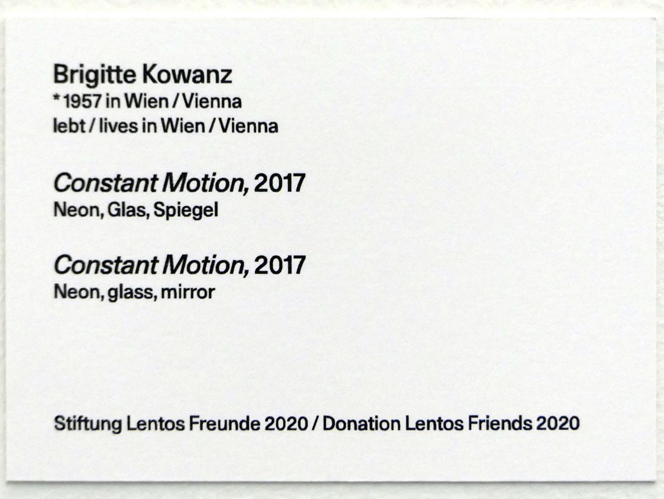 Brigitte Kowanz (2017), Constant Motion, Linz, Lentos Kunstmuseum Linz, Saal 12 - Junge Rebellen und Neue Wilde, 2017, Bild 6/6