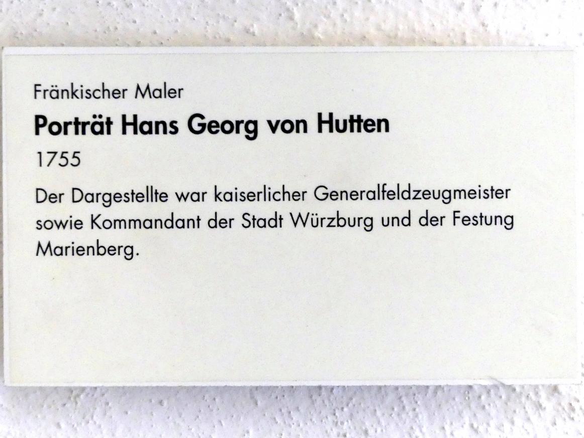 Porträt Hans Georg von Hutten, Würzburg, Museum für Franken (ehem. Mainfränkisches Museum), Treppenhaus, 1755, Bild 2/2