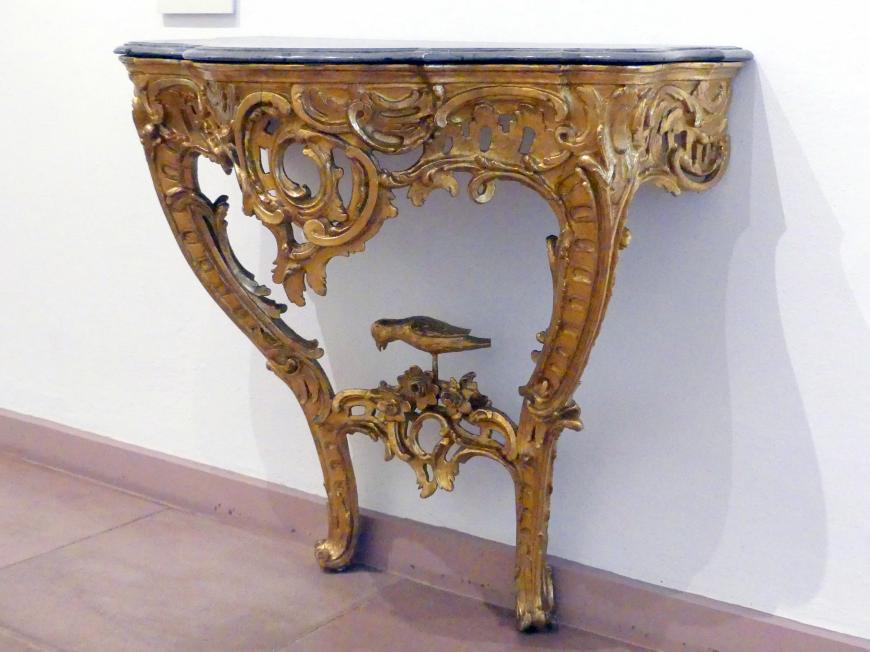 Valentin Schall (1765), Konsoltisch mit Marmorplatte, Würzburg, Museum für Franken (ehem. Mainfränkisches Museum), Vorsaal, um 1765, Bild 2/3