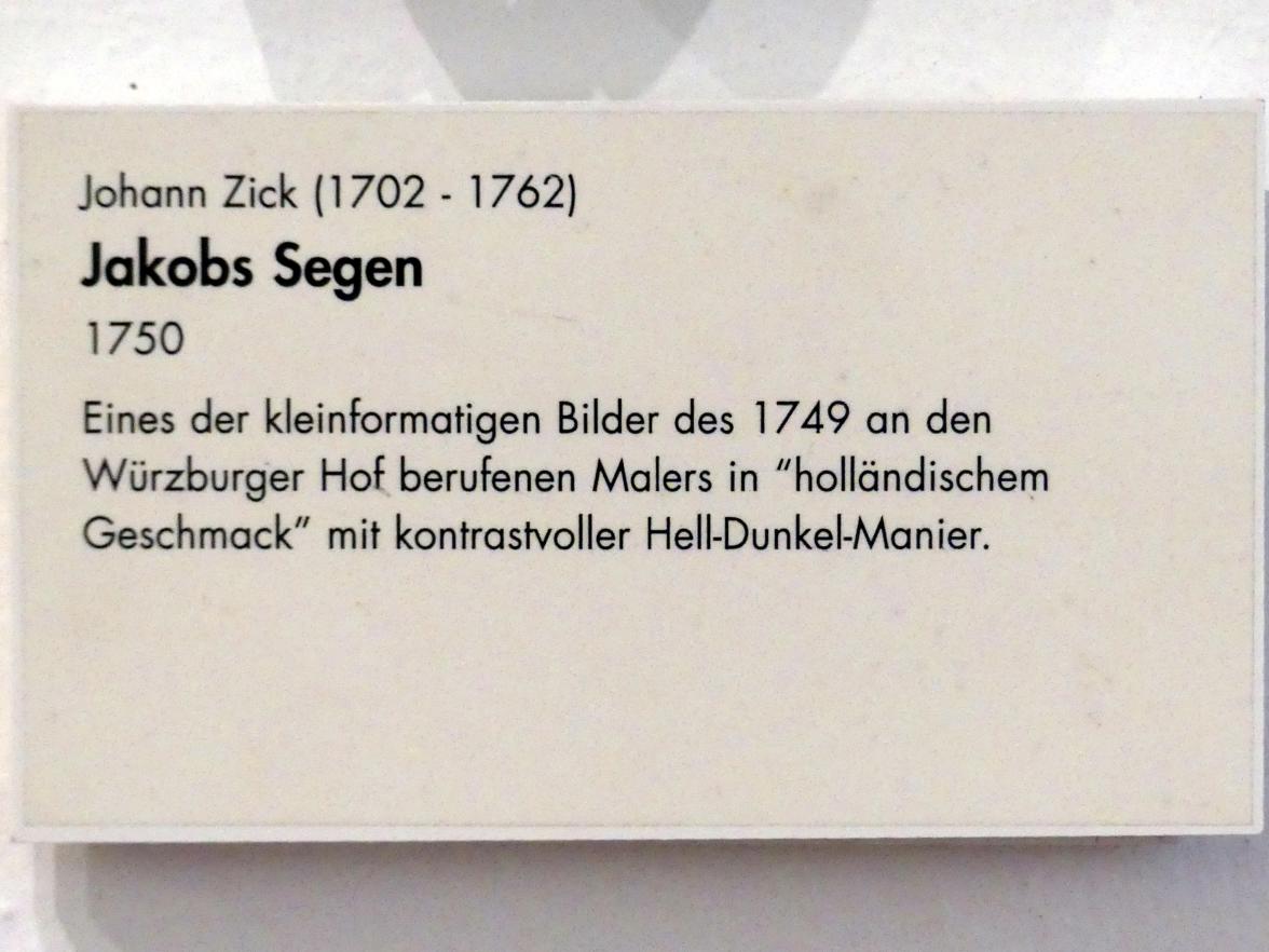 Johannes (Johann) Zick (1749–1756), Jakobs Segen, Würzburg, Museum für Franken (ehem. Mainfränkisches Museum), Vorsaal, 1750, Bild 2/2
