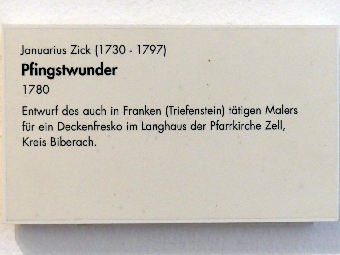 Januarius  Zick (1752–1794), Pfingstwunder, Zell (Riedlingen), Pfarrkirche St. Gallus, jetzt Würzburg, Museum für Franken (ehem. Mainfränkisches Museum), Vorsaal, 1780, Bild 2/2