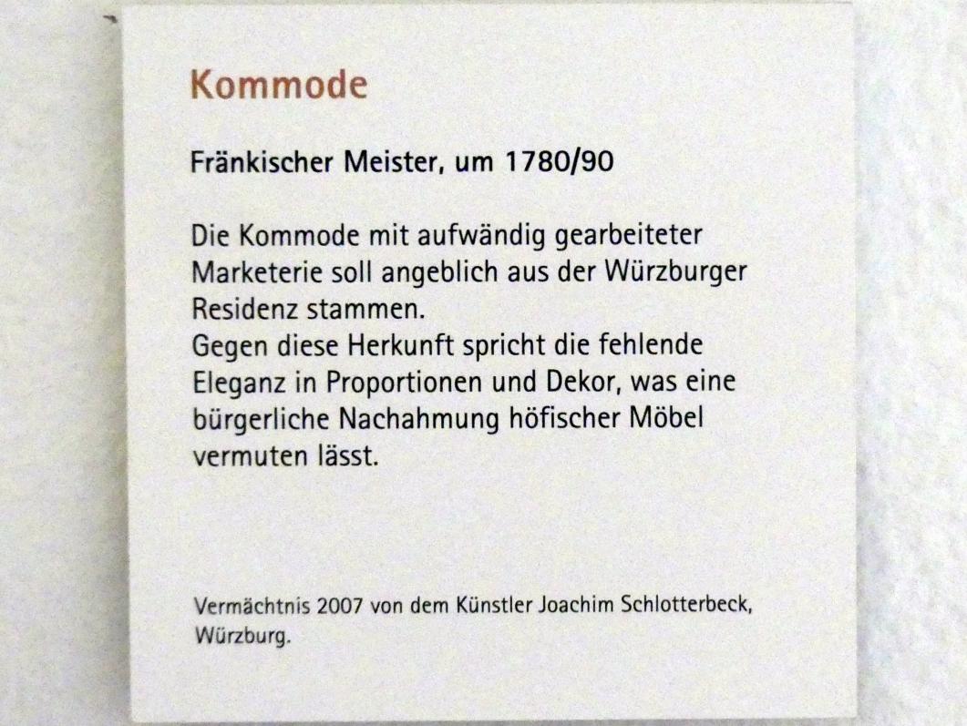 Kommode, Würzburg, Museum für Franken (ehem. Mainfränkisches Museum), Steinsaal, um 1780–1790, Bild 3/3