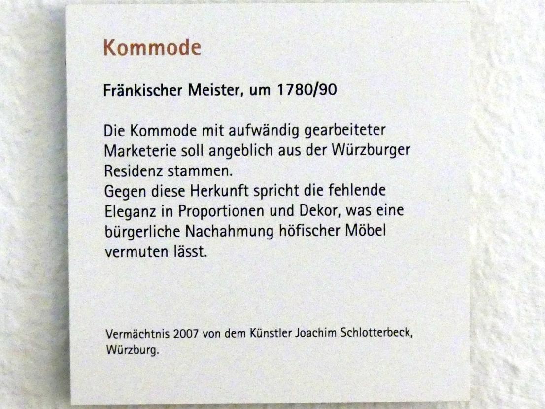 Kommode, Würzburg, Museum für Franken (ehem. Mainfränkisches Museum), Steinsaal, um 1780–1790, Bild 3/3