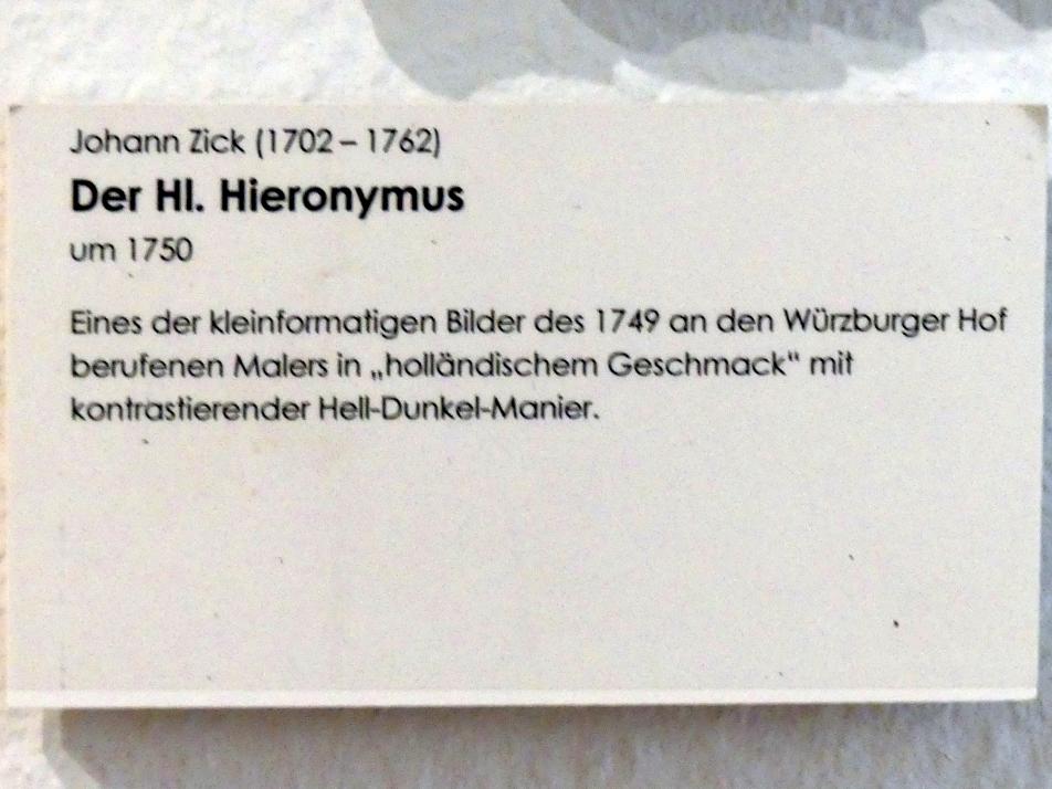 Johannes (Johann) Zick (1749–1756), Der Hl. Hieronymus, Würzburg, Museum für Franken (ehem. Mainfränkisches Museum), Gemäldegalerie, um 1750, Bild 2/2