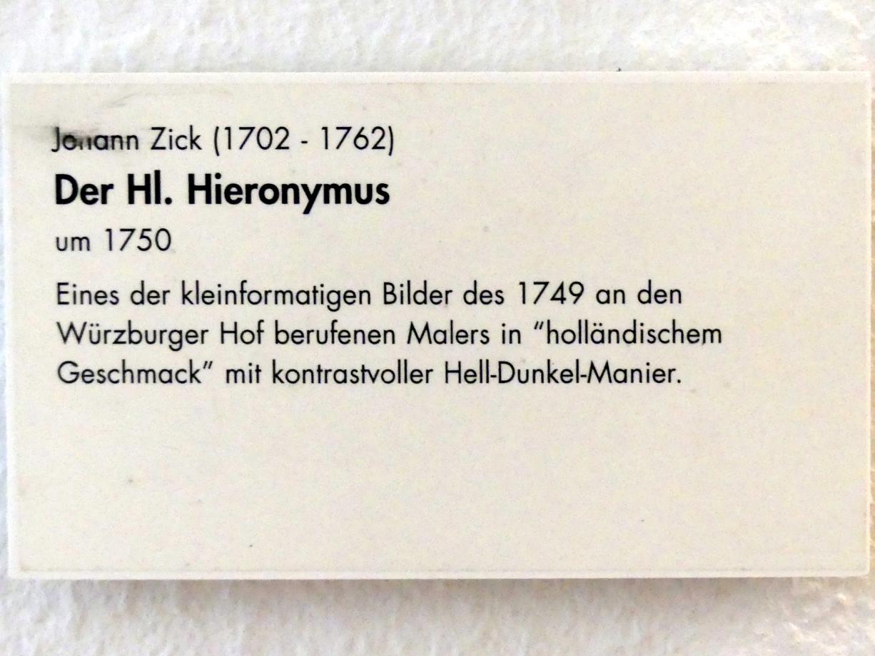 Johannes (Johann) Zick (1749–1756), Der Hl. Hieronymus, Würzburg, Museum für Franken (ehem. Mainfränkisches Museum), Gemäldegalerie, um 1750, Bild 2/2