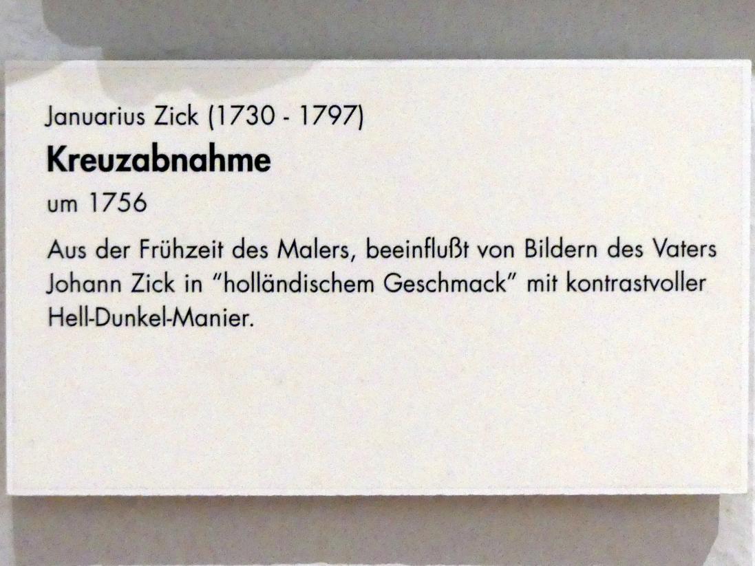 Januarius  Zick (1752–1794), Kreuzabnahme, Würzburg, Museum für Franken (ehem. Mainfränkisches Museum), Gemäldegalerie, um 1756, Bild 2/2