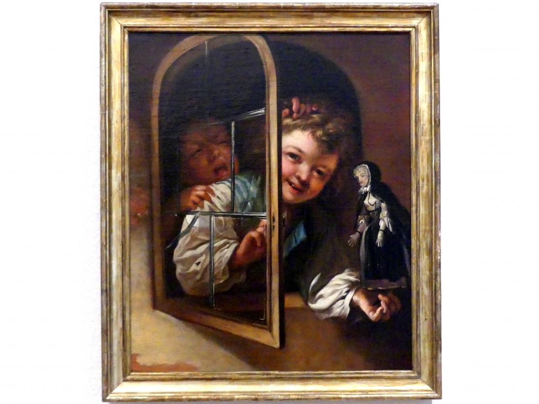 Johann Nicolaus Treu (1759–1772), Streitende Kinder mit Puppe, Würzburg, Museum für Franken (ehem. Mainfränkisches Museum), Gemäldegalerie, um 1770–1775, Bild 1/2