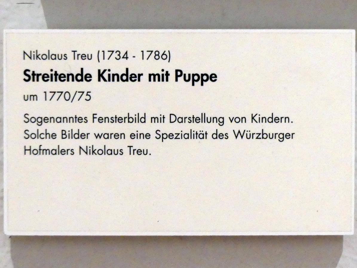 Johann Nicolaus Treu (1759–1772), Streitende Kinder mit Puppe, Würzburg, Museum für Franken (ehem. Mainfränkisches Museum), Gemäldegalerie, um 1770–1775, Bild 2/2