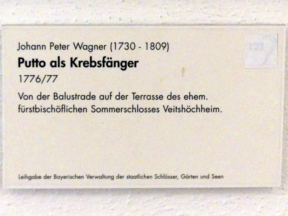 Johann Peter Wagner (1755–1797), Putto als Krebsfänger, Veitshöchheim, Schloss Veitshöchheim, jetzt Würzburg, Museum für Franken (ehem. Mainfränkisches Museum), Gemäldegalerie, 1776–1777, Bild 2/2