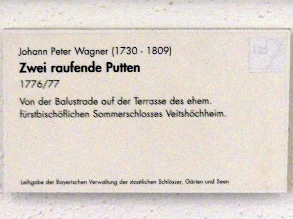 Johann Peter Wagner (1755–1797), Zwei raufende Putten, Veitshöchheim, Schloss Veitshöchheim, jetzt Würzburg, Museum für Franken (ehem. Mainfränkisches Museum), Gemäldegalerie, 1776–1777, Bild 2/2