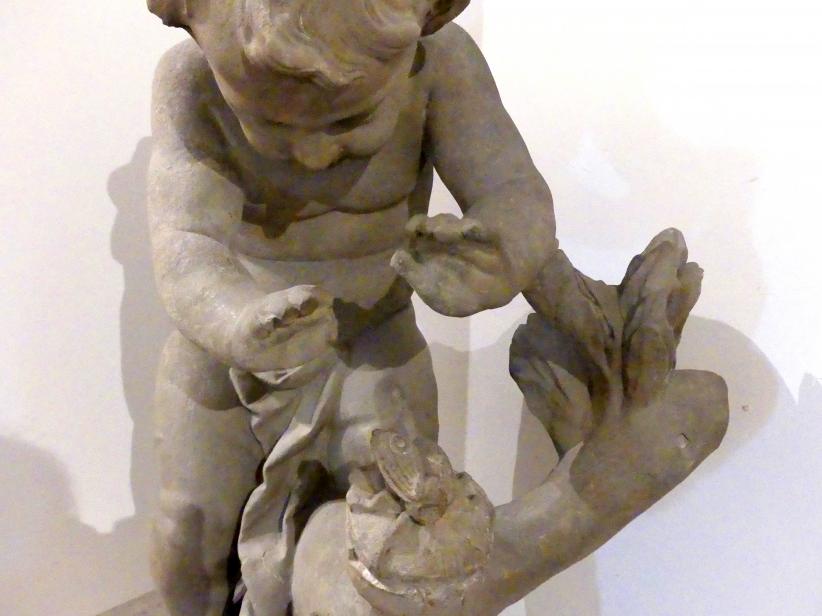 Johann Peter Wagner (1755–1797), Putto als Schmetterlingsfänger, Veitshöchheim, Schloss Veitshöchheim, jetzt Würzburg, Museum für Franken (ehem. Mainfränkisches Museum), Gemäldegalerie, 1776–1777, Bild 3/4
