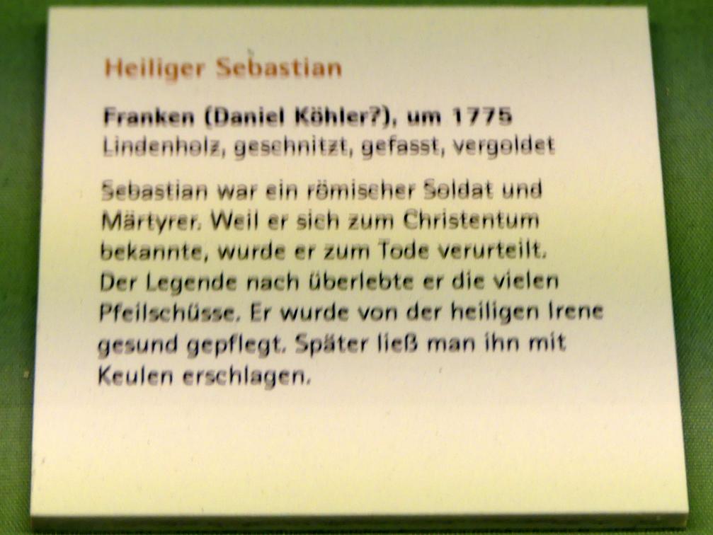 Heiliger Sebastian, Würzburg, Museum für Franken (ehem. Mainfränkisches Museum), Bozzetti-Sammlung, um 1775, Bild 2/2