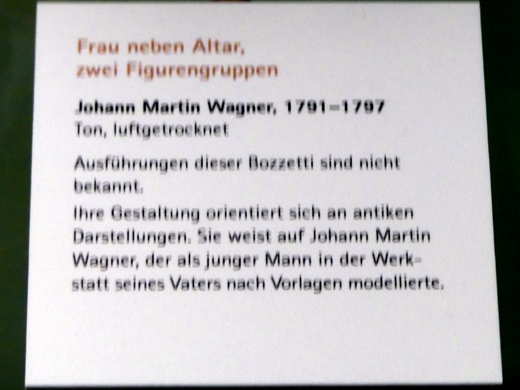 Johann Martin Wagner (1794–1807), Frau neben Altar, zwei Figurengruppen, Würzburg, Museum für Franken (ehem. Mainfränkisches Museum), Bozzetti-Sammlung, 1791–1797, Bild 2/2
