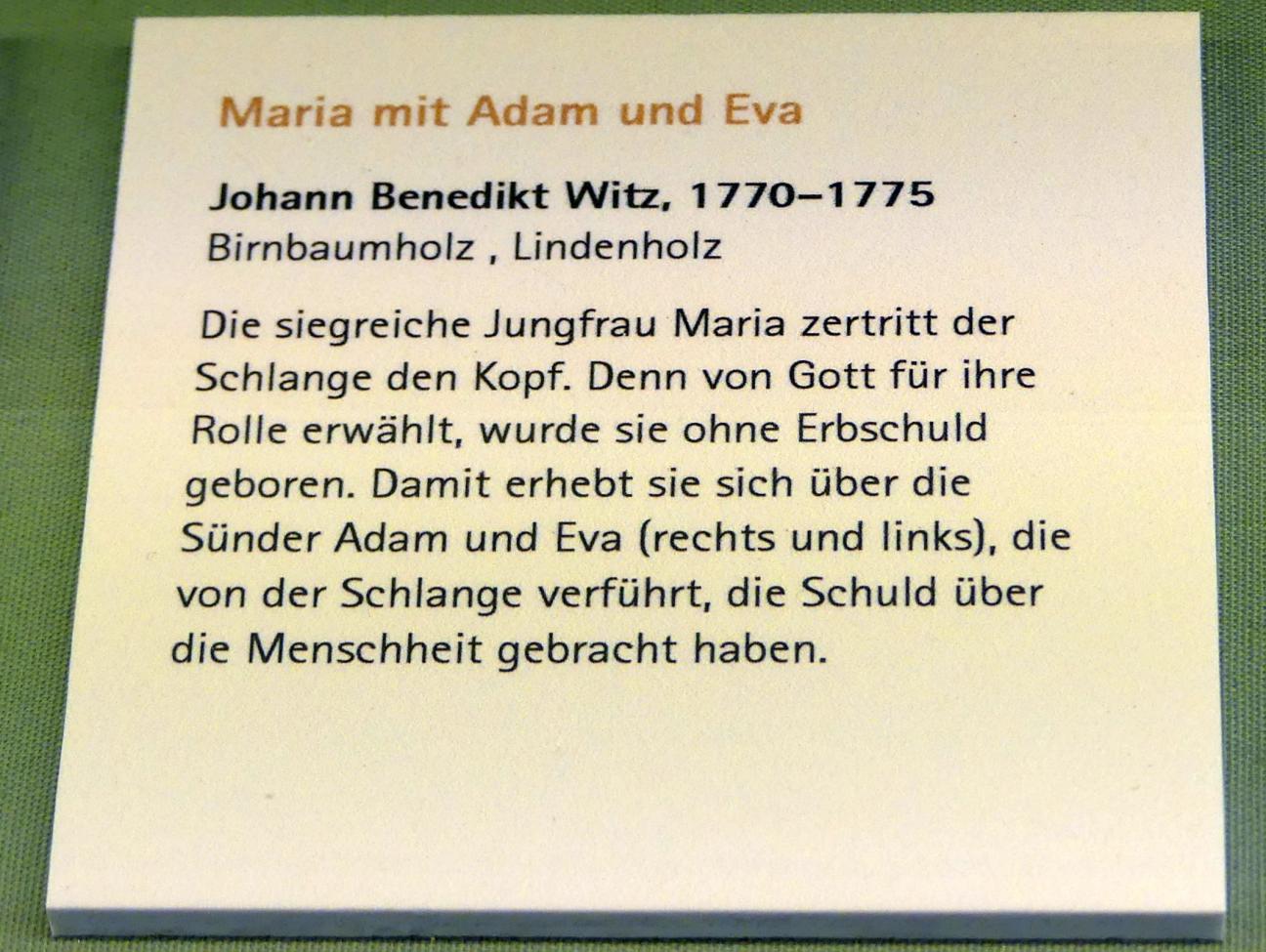 Johann Benedikt Witz (1747–1780), Maria mit Adam und Eva, Würzburg, Museum für Franken (ehem. Mainfränkisches Museum), Bozzetti-Sammlung, 1770–1775, Bild 2/2