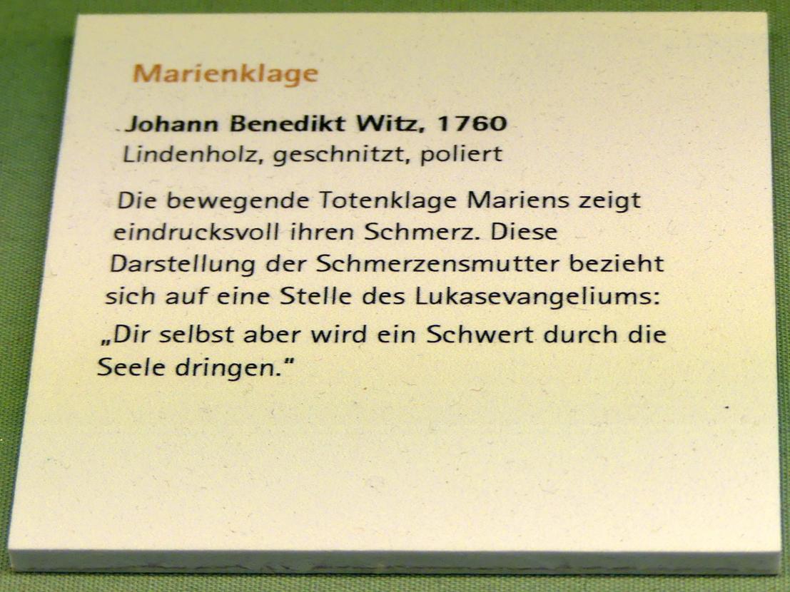 Johann Benedikt Witz (1747–1780), Marienklage, Würzburg, Museum für Franken (ehem. Mainfränkisches Museum), Bozzetti-Sammlung, 1760, Bild 2/2