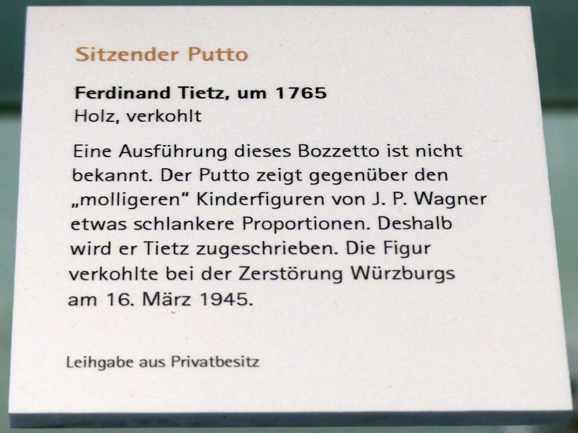 Ferdinand Tietz (Ferdinand Dietz) (1740–1767), Sitzender Putto, Würzburg, Museum für Franken (ehem. Mainfränkisches Museum), Bozzetti-Sammlung, um 1765, Bild 2/2