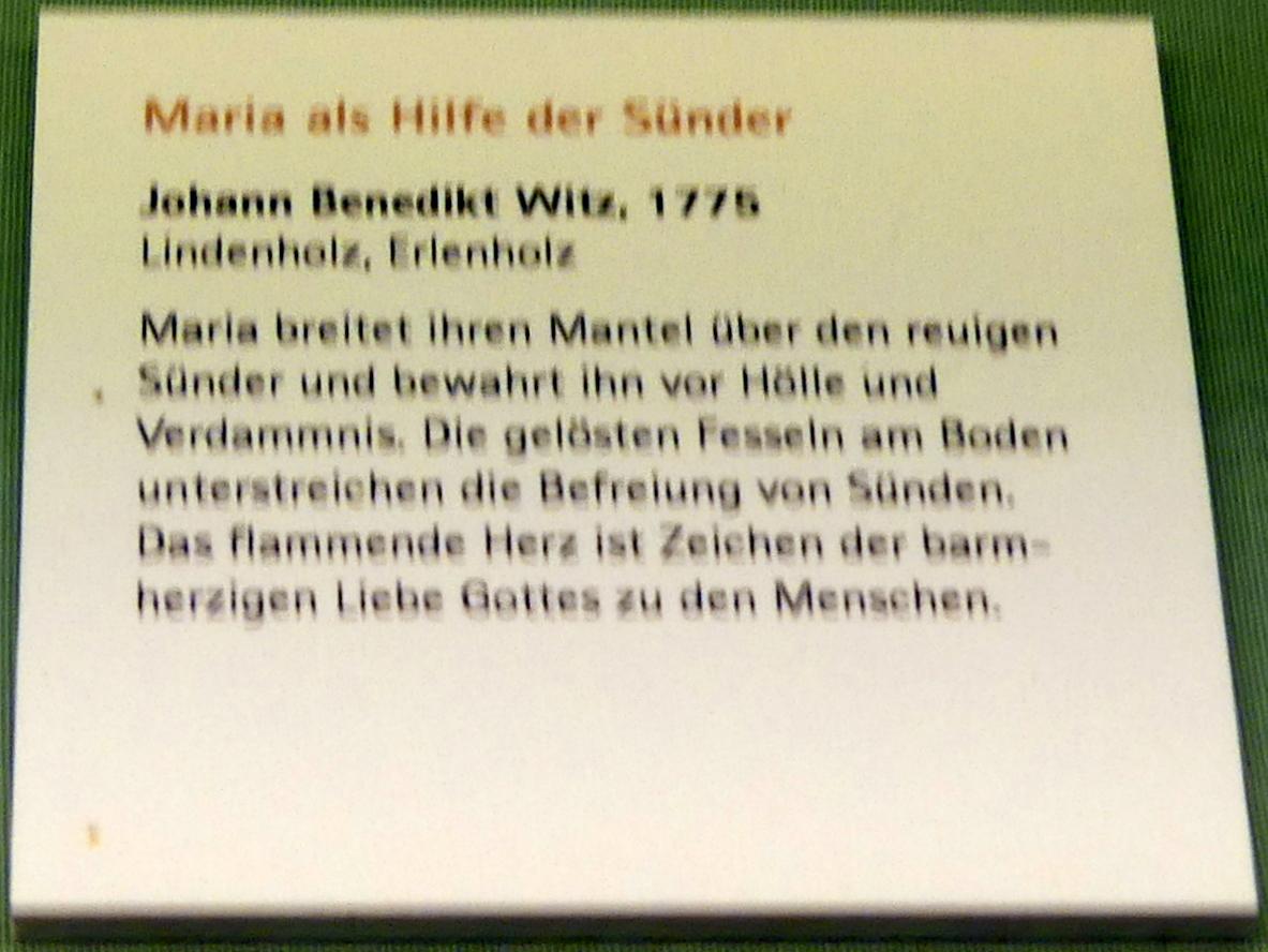 Johann Benedikt Witz (1747–1780), Maria als Hilfe der Sünder, Würzburg, Museum für Franken (ehem. Mainfränkisches Museum), Bozzetti-Sammlung, 1775, Bild 2/2