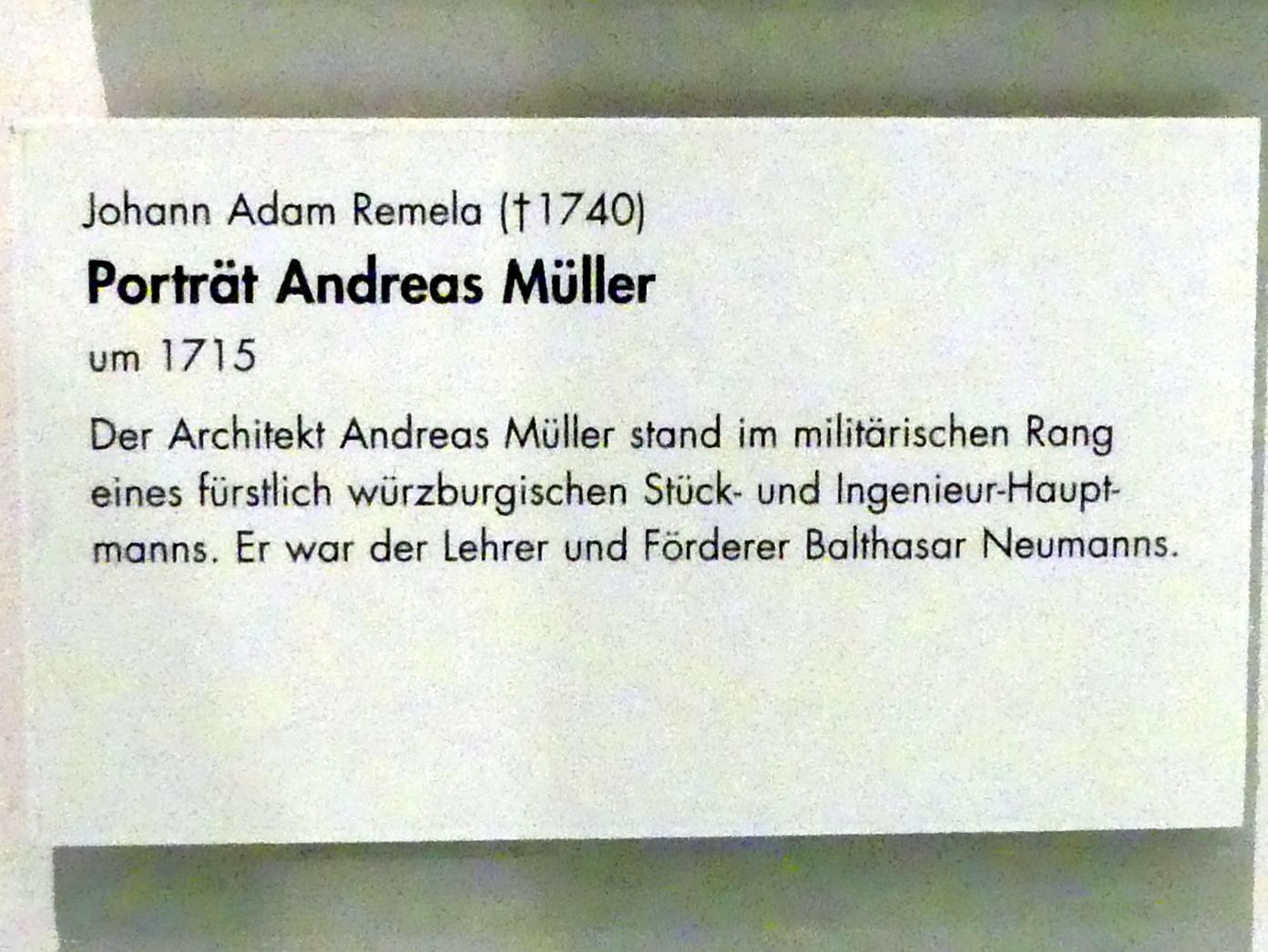 Johann Adam Remele (1715), Porträt Andreas Müller, Würzburg, Museum für Franken (ehem. Mainfränkisches Museum), Barock-Saal, um 1715, Bild 3/3