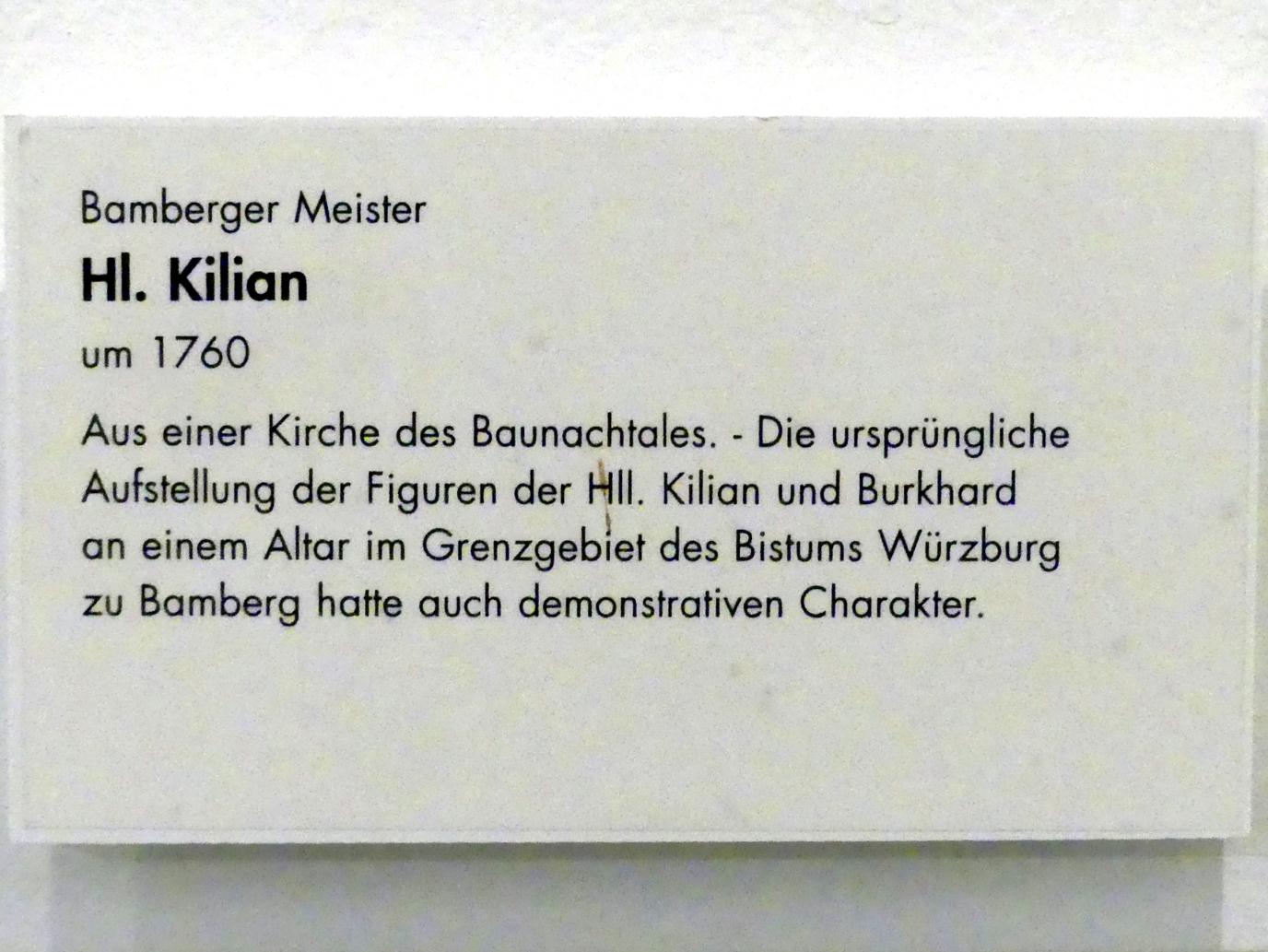 Hl. Kilian, Würzburg, Museum für Franken (ehem. Mainfränkisches Museum), Barock-Saal, um 1760, Bild 2/2