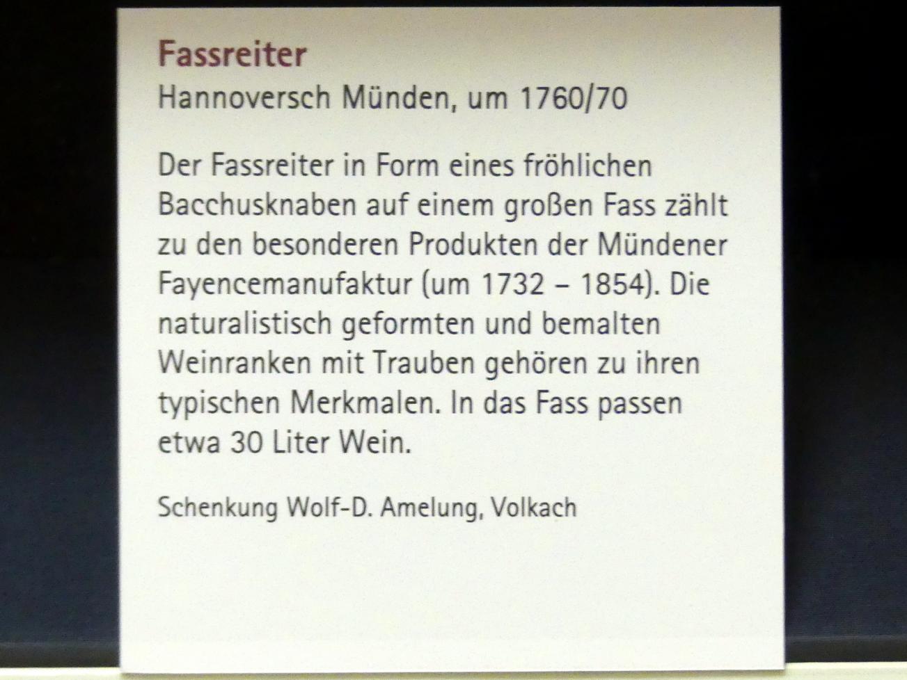 Fassreiter, Würzburg, Museum für Franken (ehem. Mainfränkisches Museum), Fayence-Saal, um 1760–1770, Bild 4/4