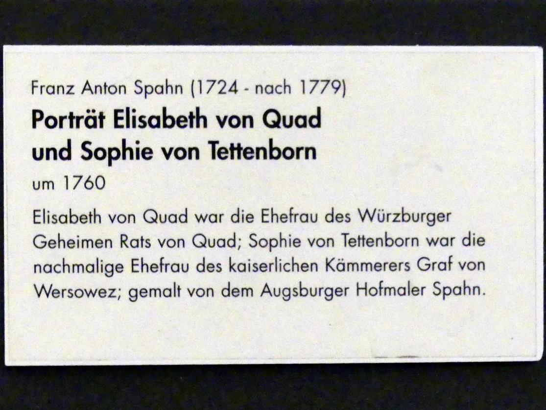 Franz Anton Spahn (1759–1760), Porträt Elisabeth von Quad und Sophie von Tettenborn, Würzburg, Museum für Franken (ehem. Mainfränkisches Museum), Fayence-Saal, um 1760, Bild 2/2