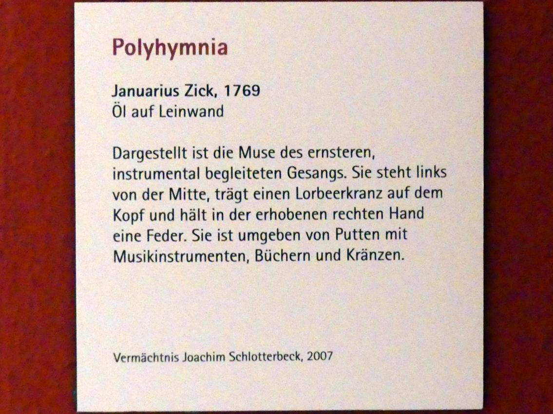 Januarius  Zick (1752–1794), Polyhymnia, Würzburg, Museum für Franken (ehem. Mainfränkisches Museum), Roter Salon, 1769, Bild 2/2
