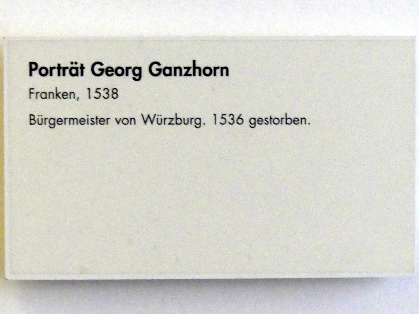 Porträt Georg Ganzhorn, Würzburg, Jüdischer Friedhof, jetzt Würzburg, Museum für Franken (ehem. Mainfränkisches Museum), Ritter-Saal, 1538, Bild 2/2