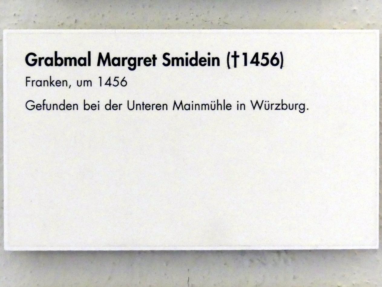 Grabmal Margret Smidein (gest. 1456), Würzburg, Museum für Franken (ehem. Mainfränkisches Museum), Ritter-Saal, um 1456, Bild 2/2