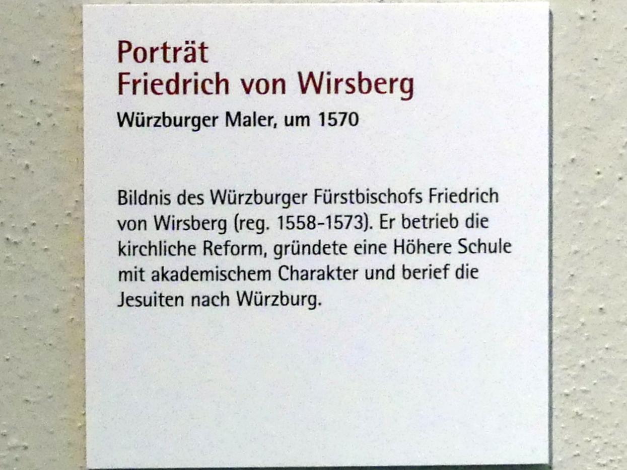 Porträt Friedrich von Wirsberg, Würzburg, Museum für Franken (ehem. Mainfränkisches Museum), Renaissance-Raum, um 1570, Bild 2/2
