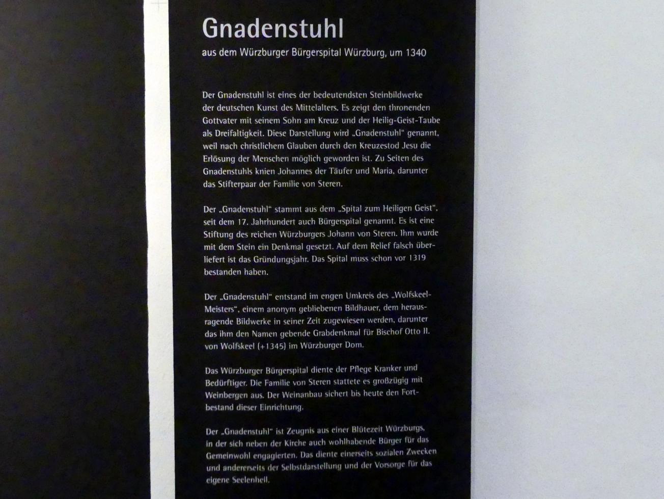 Gnadenstuhl, Würzburg, ehem. Bürgerspital zum Heiligen Geist, jetzt Würzburg, Museum für Franken (ehem. Mainfränkisches Museum), Echterbastei, um 1340, Bild 2/2