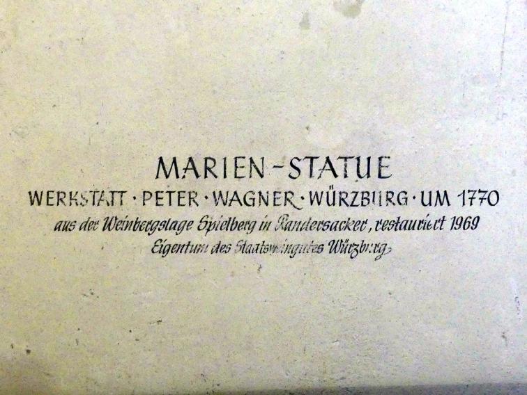 Johann Peter Wagner (Werkstatt) (1770–1777), Marien-Statue, Würzburg, Museum für Franken (ehem. Mainfränkisches Museum), Schönbornhalle, um 1770, Bild 4/4