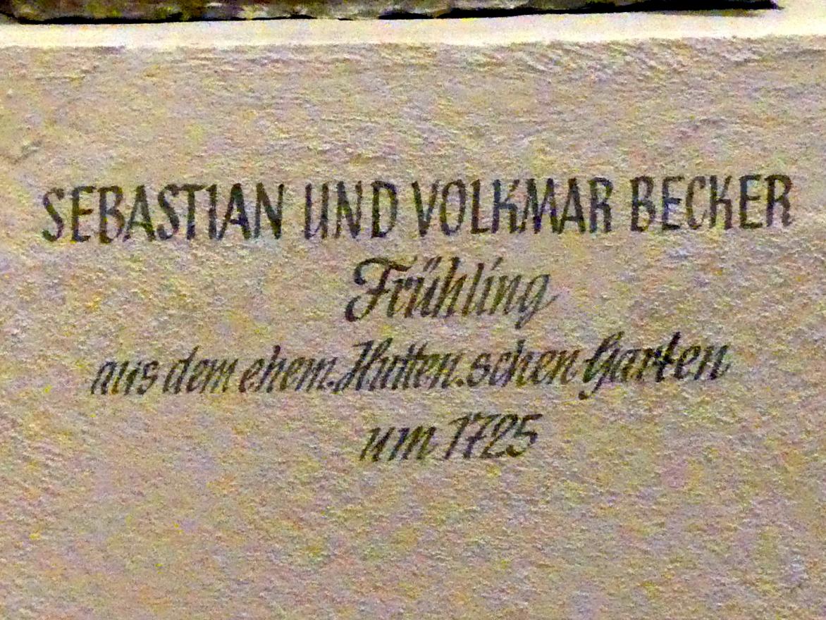 Johann Sebastian und Volkmar Becker (1725–1728), Frühling, Würzburg, ehem. Hutten'sche Garten, jetzt Würzburg, Museum für Franken (ehem. Mainfränkisches Museum), Schönbornhalle, um 1725, Bild 2/2