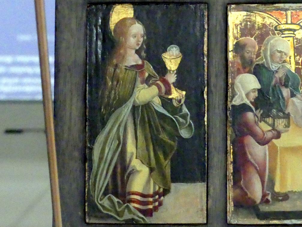 Sechs Täfelchen mit weiblichen Heiligen und Szenen aus dem Marienleben, Würzburg, Martin von Wagner-Museum, Saal 1, um 1490–1500, Bild 5/8