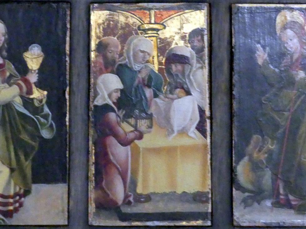 Sechs Täfelchen mit weiblichen Heiligen und Szenen aus dem Marienleben, Würzburg, Martin von Wagner-Museum, Saal 1, um 1490–1500, Bild 6/8