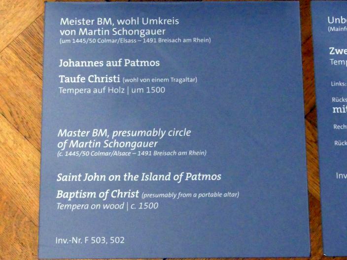 Martin Schongauer (Umkreis) (1500), Taufe Christi, Würzburg, Martin von Wagner-Museum, Saal 1, um 1500, Bild 2/2