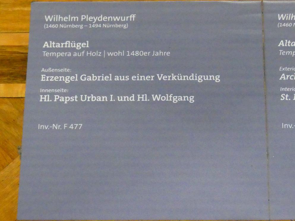 Wilhelm Pleydenwurff (1485), Altarflügel, Würzburg, Martin von Wagner-Museum, Saal 1, um 1480–1490, Bild 5/5