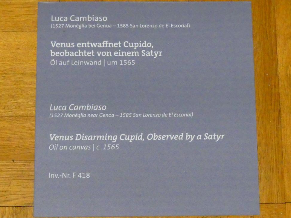 Luca Cambiaso (1549–1570), Venus entwaffnet Cupido, beobachtet von einem Satyr, Würzburg, Martin von Wagner-Museum, Saal 2, um 1565, Bild 2/2