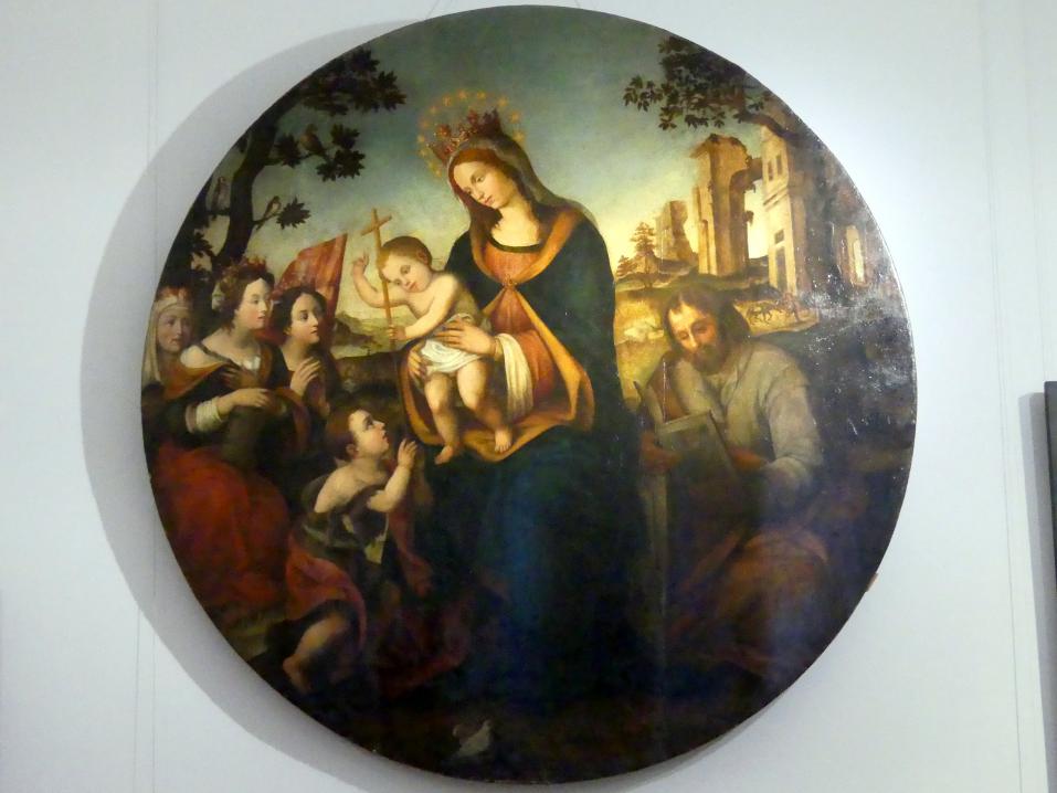 Heilige Familie mit dem Johannesknaben und drei weiblichen Heiligen, um 1500
