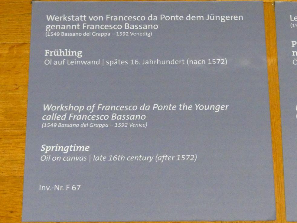 Francesco Bassano der Jüngere (Werkstatt) (1573), Frühling, Würzburg, Martin von Wagner-Museum, Saal 2, nach 1572, Bild 2/2