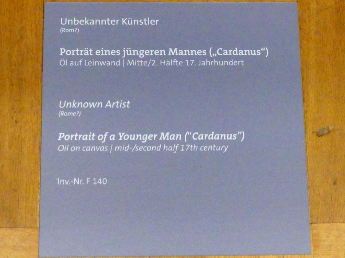 Porträt eines jüngeren Mannes ("Cardanus"), Würzburg, Martin von Wagner-Museum, Saal 2, 2. Hälfte 17. Jhd., Bild 2/2