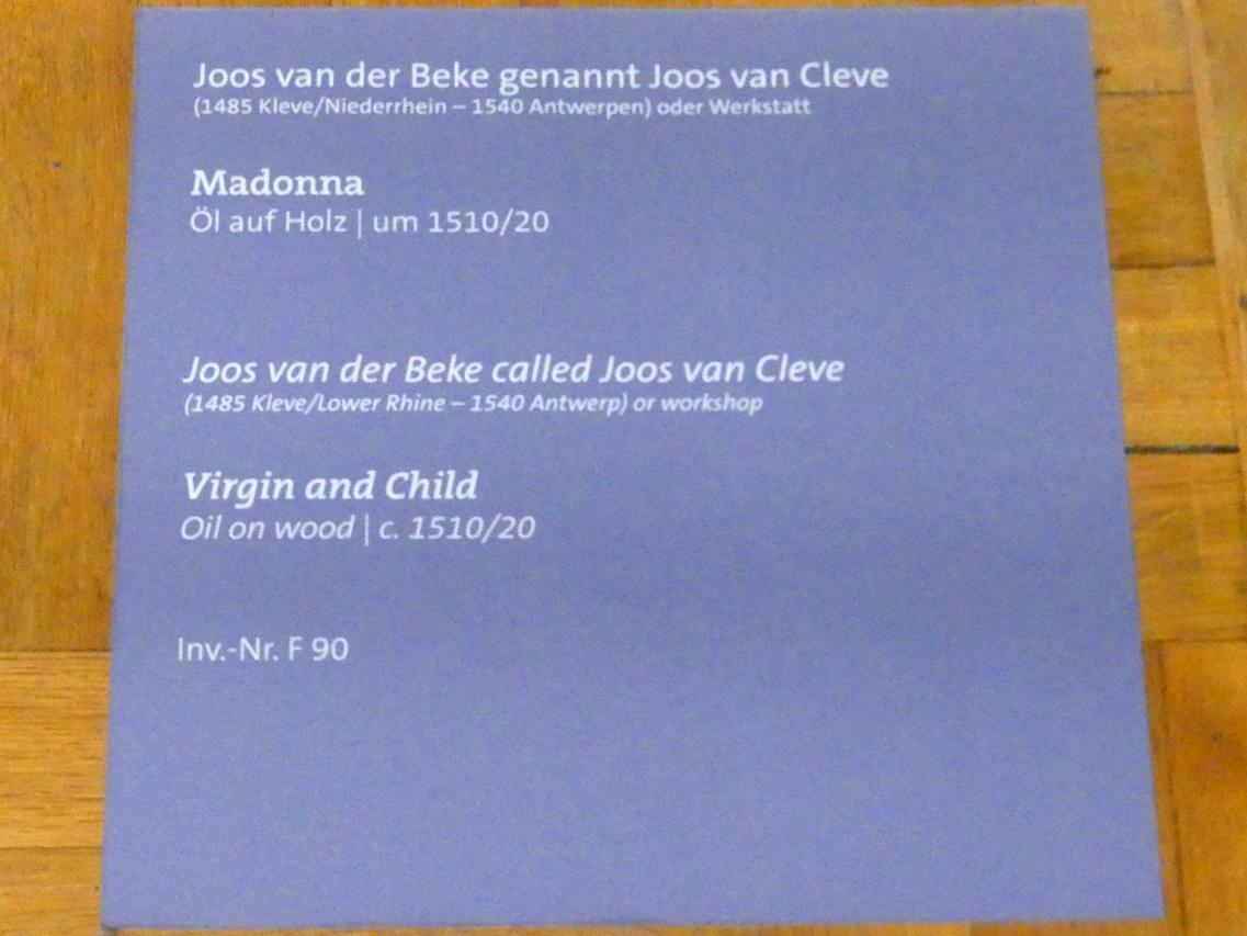 Joos van Cleve (Joos van der Beke) (1507–1538), Madonna, Würzburg, Martin von Wagner-Museum, Saal 3, um 1510–1520, Bild 2/2