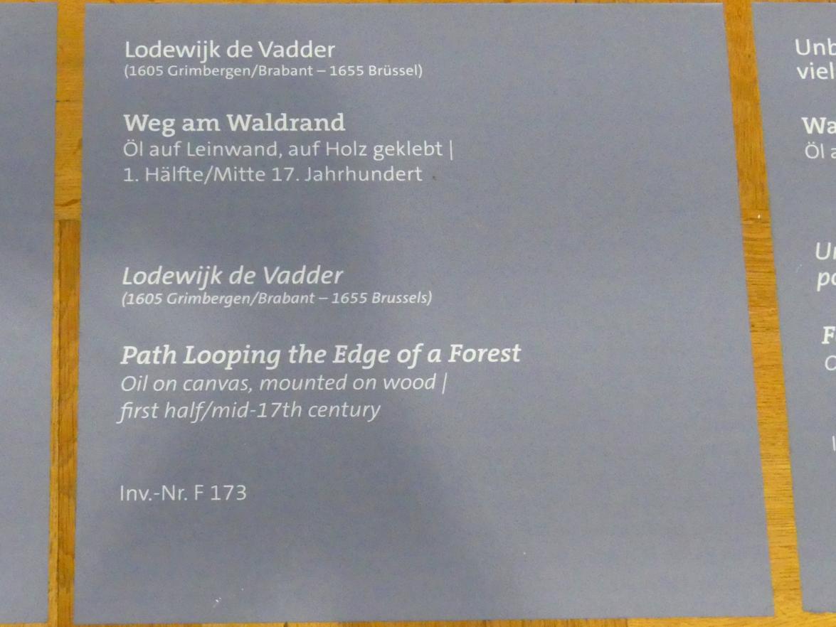 Lodewijk de Vadder (1632–1650), Weg am Waldrand, Würzburg, Martin von Wagner-Museum, Saal 4, Mitte 17. Jhd., Bild 2/2