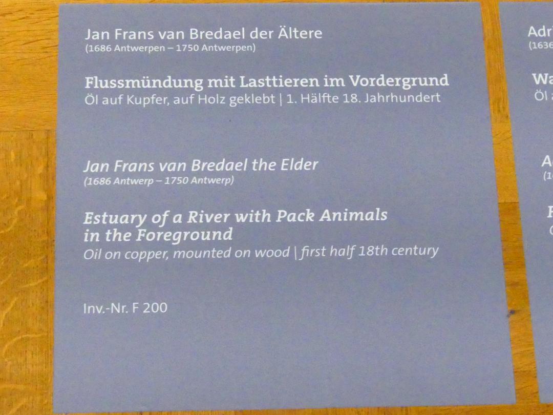 Jan Frans van Bredael (1712–1725), Flussmündung mit Lasttieren im Vordergrund, Würzburg, Martin von Wagner-Museum, Saal 4, 1. Hälfte 18. Jhd., Bild 2/2