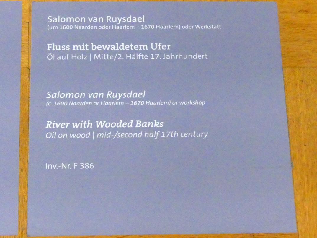 Salomon van Ruysdael (1631–1665), Fluss mit bewaldetem Ufer, Würzburg, Martin von Wagner-Museum, Saal 4, Mitte 17. Jhd., Bild 2/2